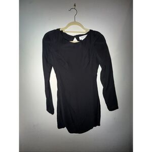 OLCAY GULSEN SIZE XS black long sleeve open back mini dress 100% silk